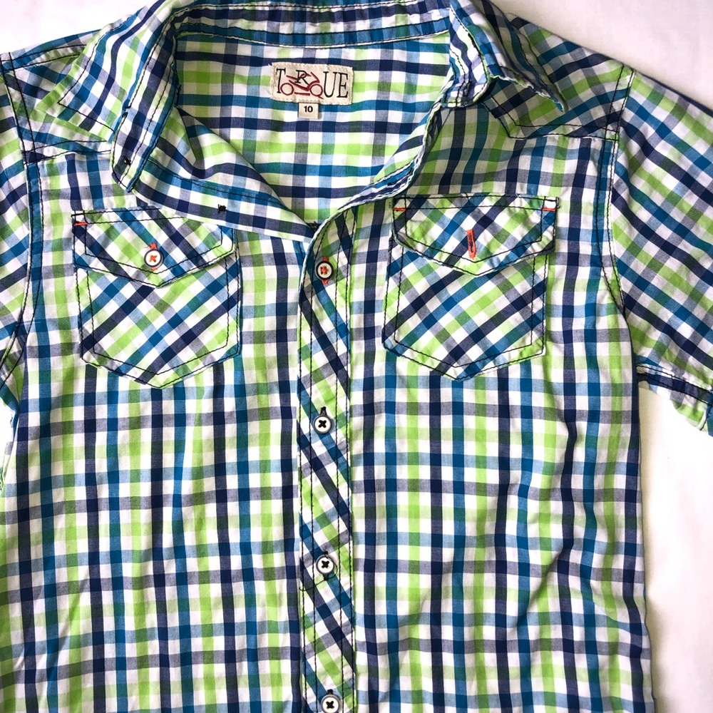 Blue and Green plaid button down